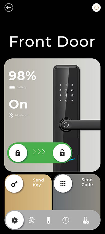 Lock control screen in the lock's app